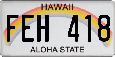 HI license plate FEH418