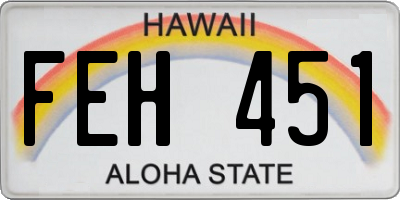 HI license plate FEH451