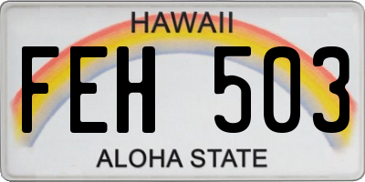 HI license plate FEH503