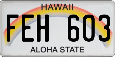 HI license plate FEH603