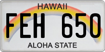 HI license plate FEH650