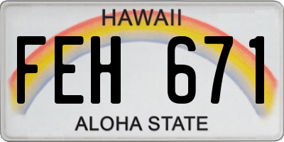 HI license plate FEH671