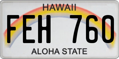 HI license plate FEH760