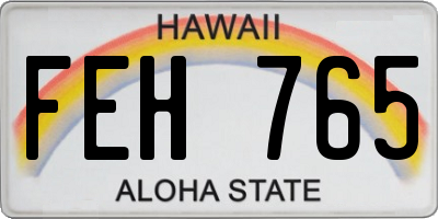 HI license plate FEH765