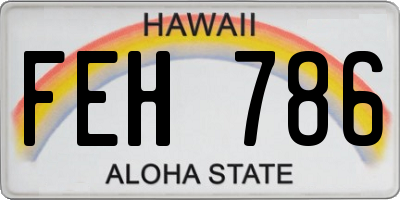 HI license plate FEH786