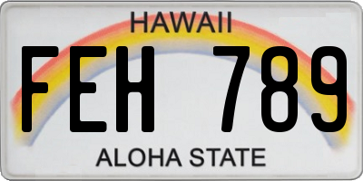 HI license plate FEH789