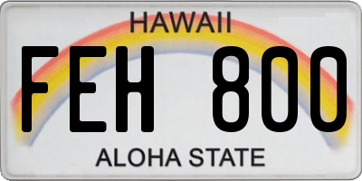 HI license plate FEH800
