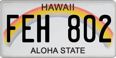 HI license plate FEH802