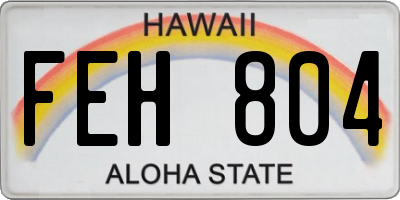 HI license plate FEH804