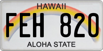 HI license plate FEH820