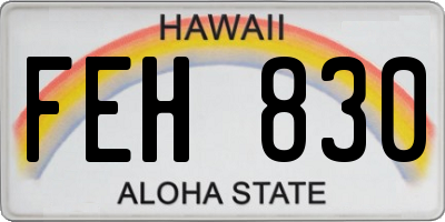 HI license plate FEH830