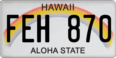 HI license plate FEH870