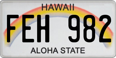 HI license plate FEH982