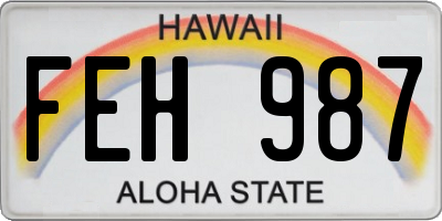 HI license plate FEH987
