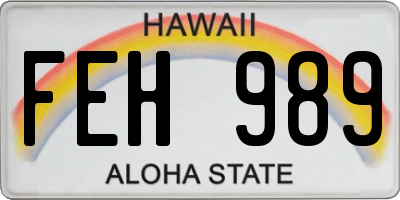 HI license plate FEH989