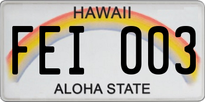 HI license plate FEI003