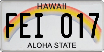 HI license plate FEI017