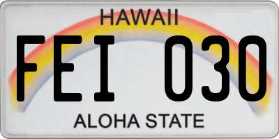 HI license plate FEI030