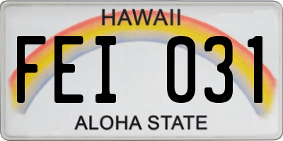HI license plate FEI031