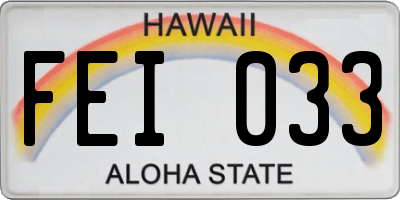 HI license plate FEI033