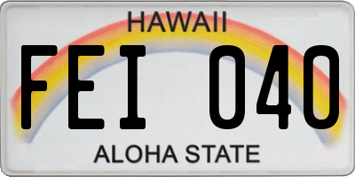 HI license plate FEI040