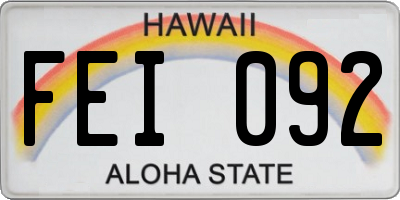 HI license plate FEI092