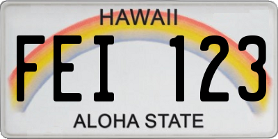 HI license plate FEI123