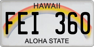 HI license plate FEI360