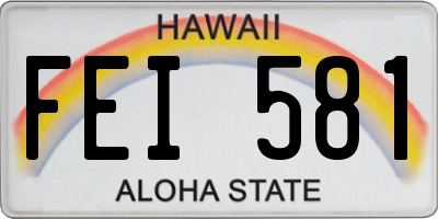 HI license plate FEI581