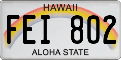 HI license plate FEI802