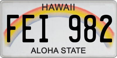 HI license plate FEI982