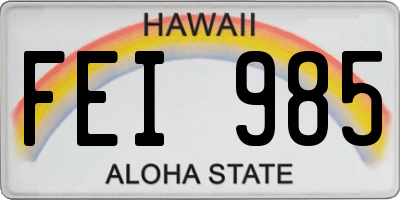 HI license plate FEI985