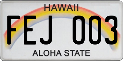 HI license plate FEJ003