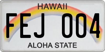HI license plate FEJ004