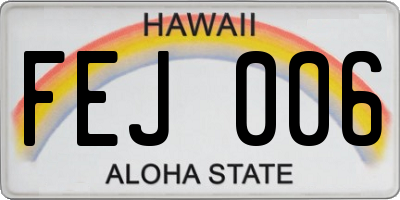 HI license plate FEJ006