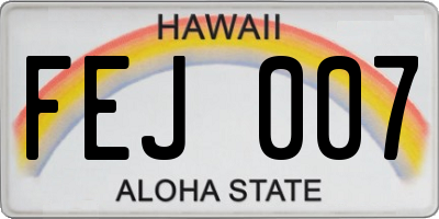 HI license plate FEJ007