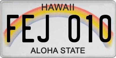 HI license plate FEJ010