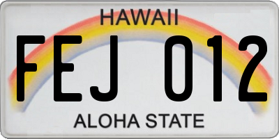 HI license plate FEJ012