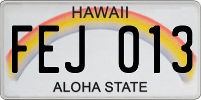HI license plate FEJ013