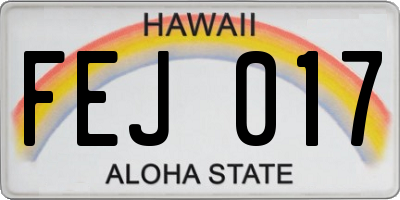 HI license plate FEJ017