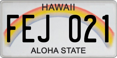 HI license plate FEJ021