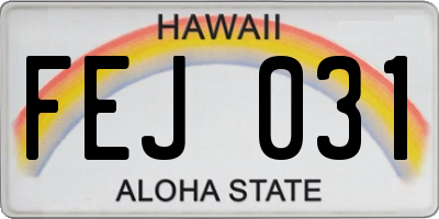 HI license plate FEJ031