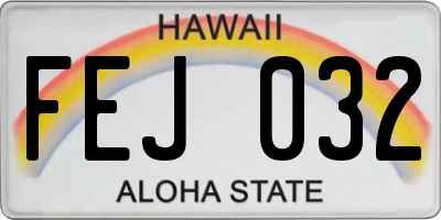 HI license plate FEJ032