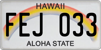 HI license plate FEJ033
