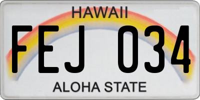 HI license plate FEJ034