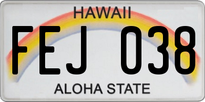HI license plate FEJ038