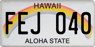 HI license plate FEJ040