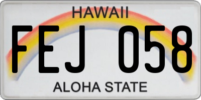 HI license plate FEJ058