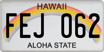 HI license plate FEJ062