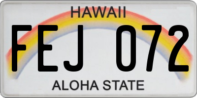 HI license plate FEJ072